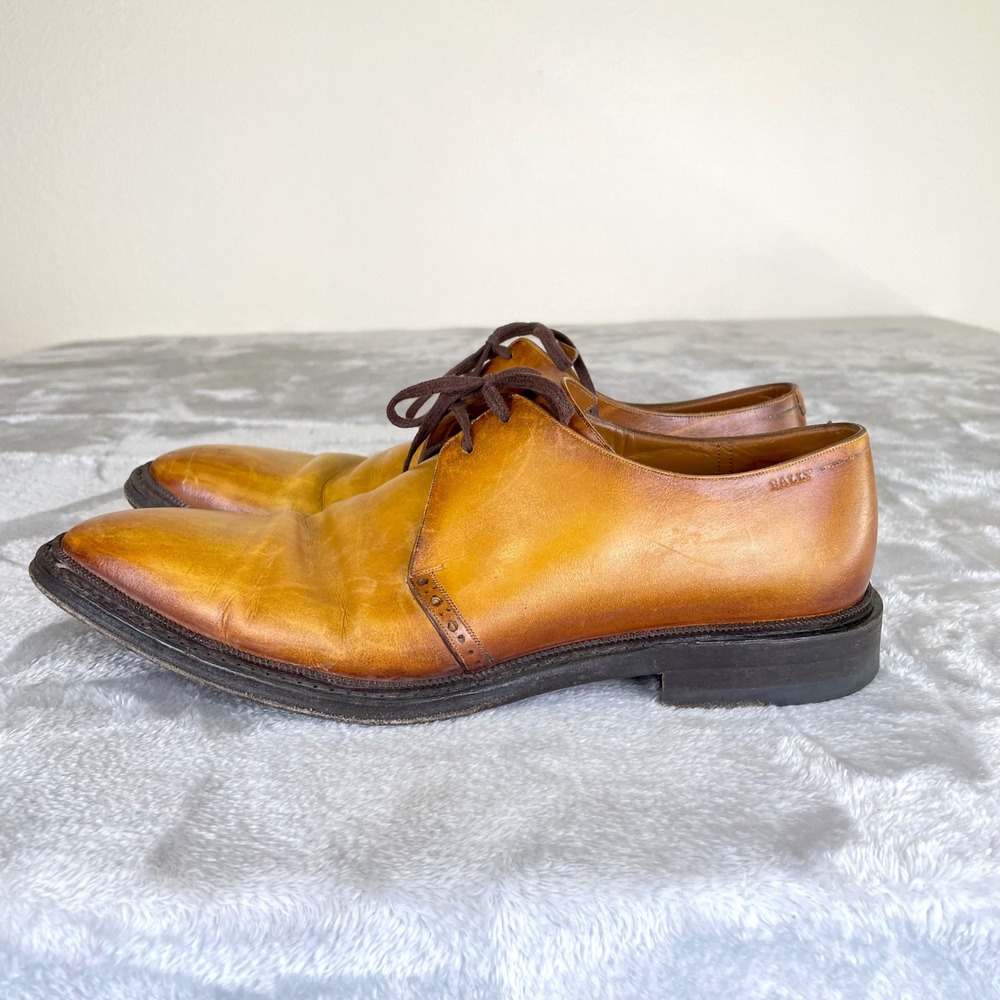 Vintage Bally Mens Dress Shoes Sz 7.5 Goodyear Switzerland Derby Leather Lace Up - Picture 11 of 12